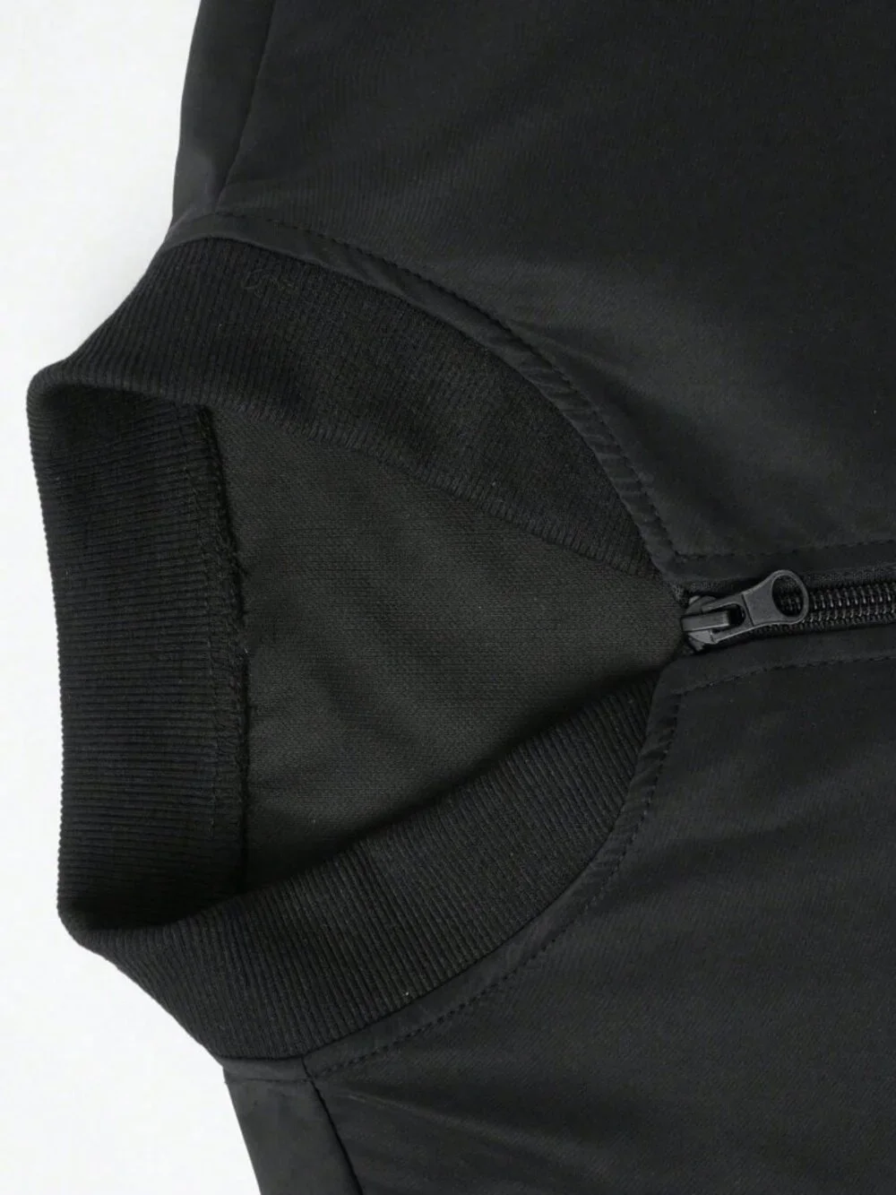 Black Casual Men's Slim-Fit Lightweight Zip-Up Baseball Jacket